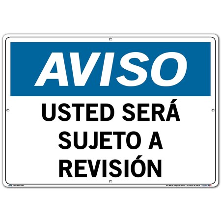 Vestil Aluminum Sign, 14-1/2" Height, 20-1/2" Width, Aluminum, Rectangle, Spanish SI-N-42-E-AL-080-S